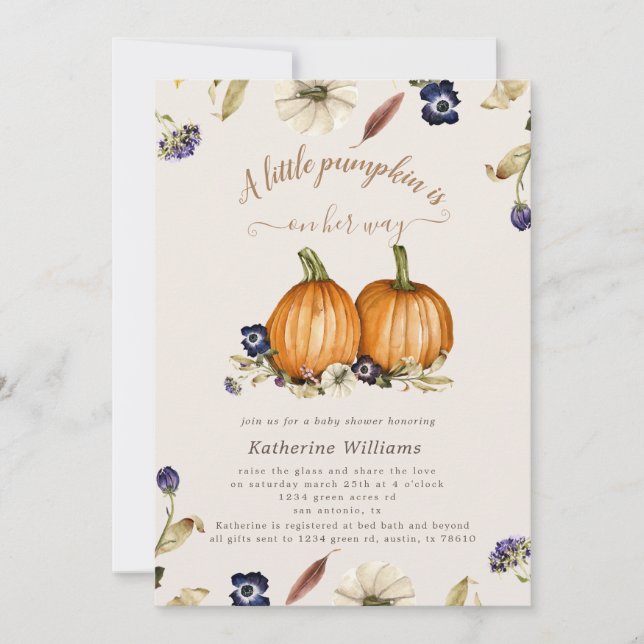 autumn tones pumpkin baby shower invitation (Front)