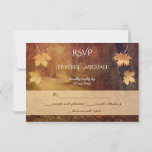autumn trail maple leaves rustic wedding rsvp