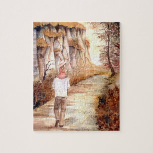 Autumn Trail Watercolor Painting Jigsaw Puzzle