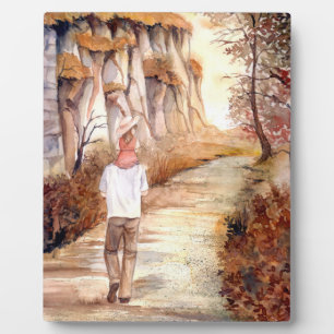 Autumn Trail Watercolor Painting Plaque