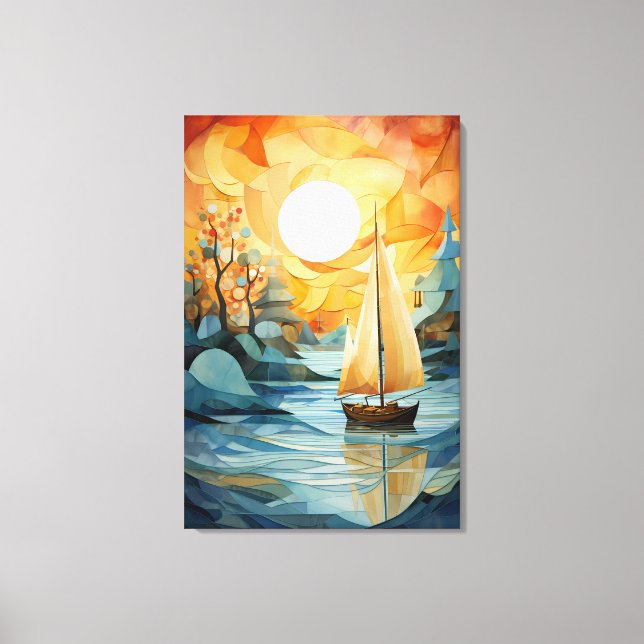 Autumn Tranquillity: Abstract Watercolor Fall Canvas Print (Front)