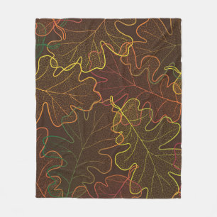 Autumn transparent oak leaves pattern background. fleece blanket