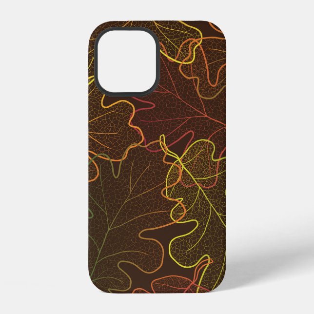 Autumn transparent oak leaves pattern background.  iPhone case (Back)