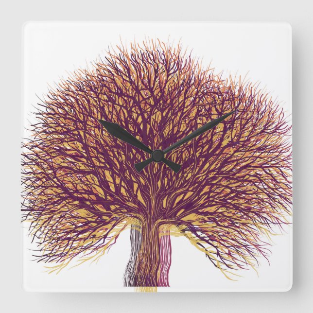 Autumn Tree #4 Square Wall Clock (Front)