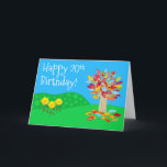 Autumn tree 70th birthday card by Jo Images<br><div class="desc">This colourful and whimsical card is perfect to celebrate your friend or loved one's 70th birthday. Age can be personalized.</div>