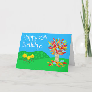 Autumn tree 70th birthday card new by Jo Images