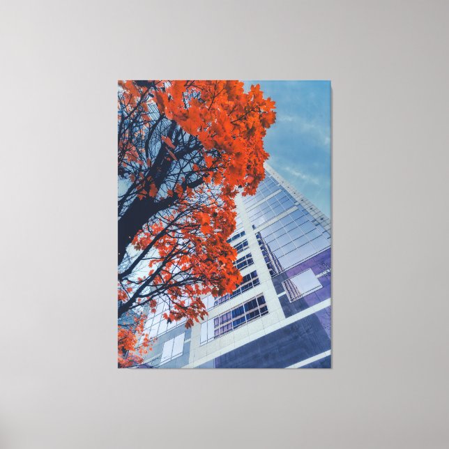 Autumn Tree and Modern Building Canvas Print (Front)