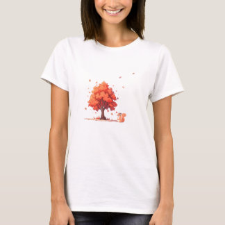 Autumn Tree and Squirrel  T-Shirt