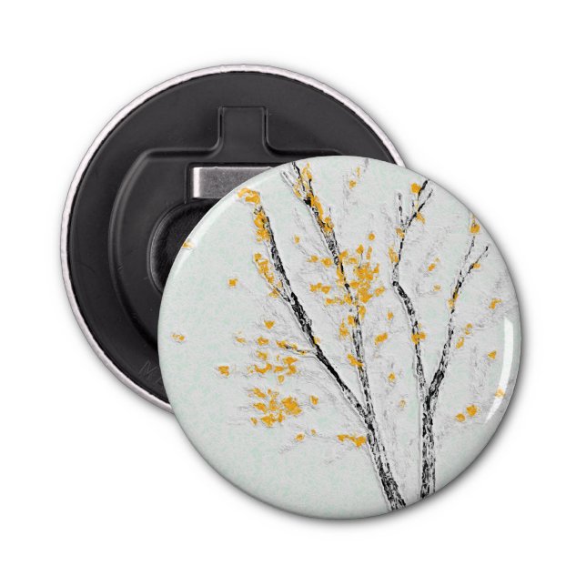 Autumn Tree Branches with Yellow Fall Leaves Bottle Opener (Front)