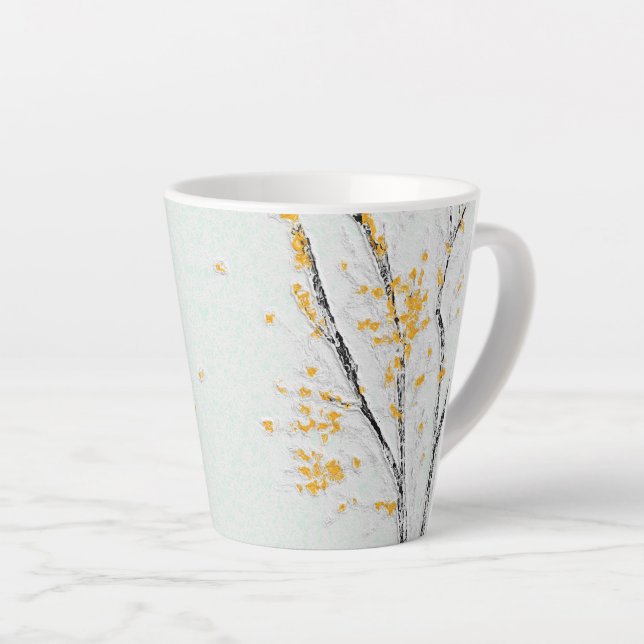 Autumn Tree Branches with Yellow Fall Leaves Latte Mug (Right Angle)