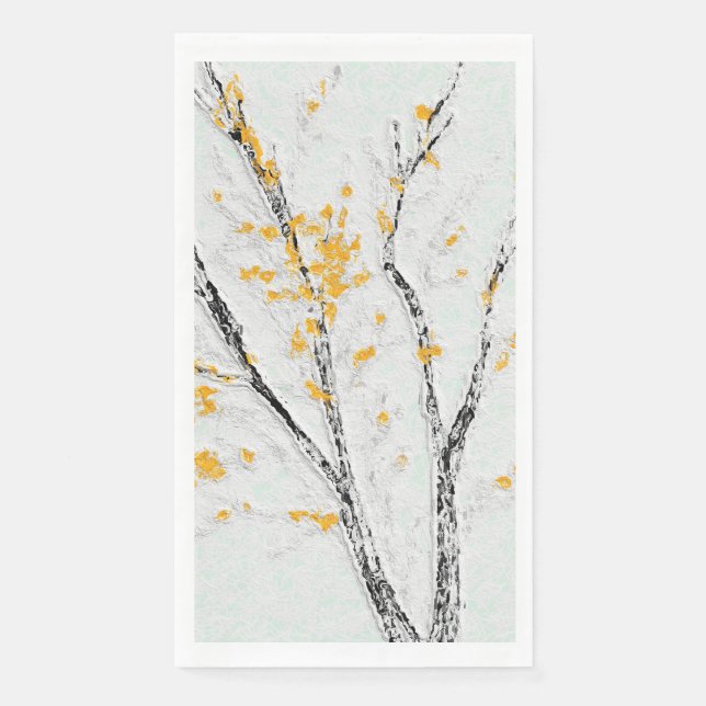 Autumn Tree Branches with Yellow Fall Leaves Napkin (Front)