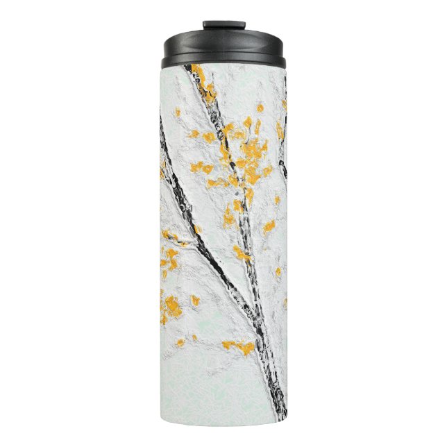 Autumn Tree Branches with Yellow Fall Leaves Thermal Tumbler (Front)