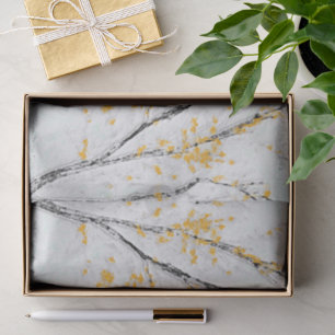 Autumn Tree Branches with Yellow Fall Leaves Tissue Paper