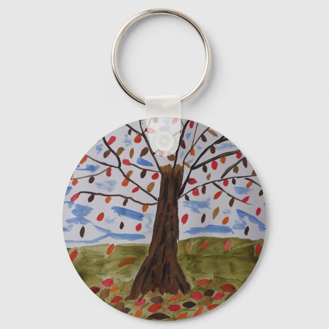 Autumn Tree Button Key Ring (Front)