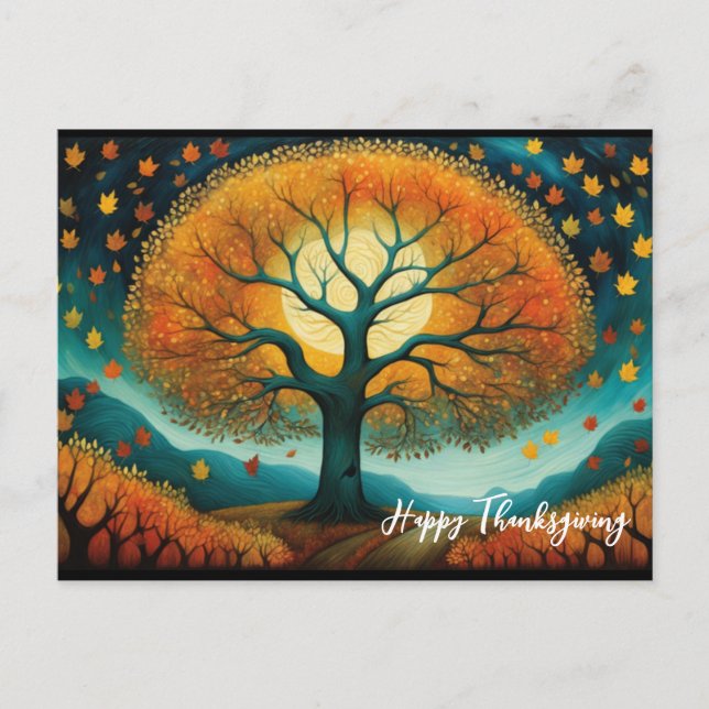 Autumn Tree Holiday Fall Thanksgiving Postcard (Front)