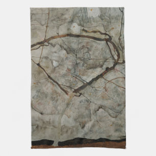 Autumn Tree in Movement by Egon Schiele Kitchen Towel