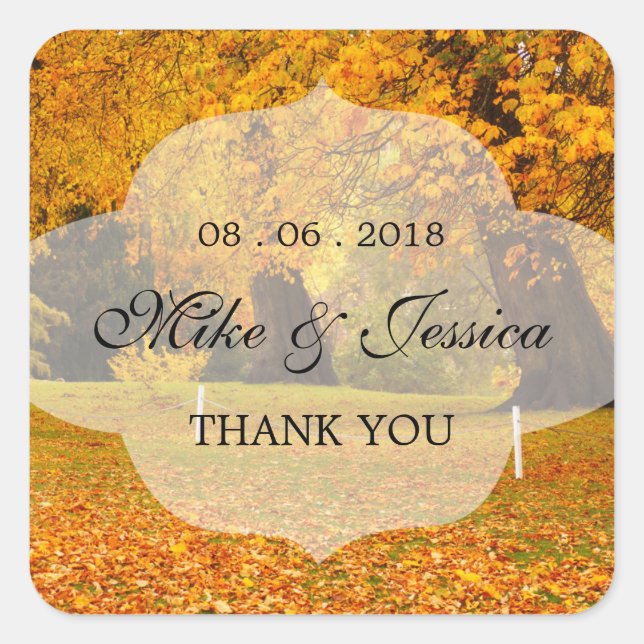 Autumn Tree in the Park Wedding Sticker (Front)