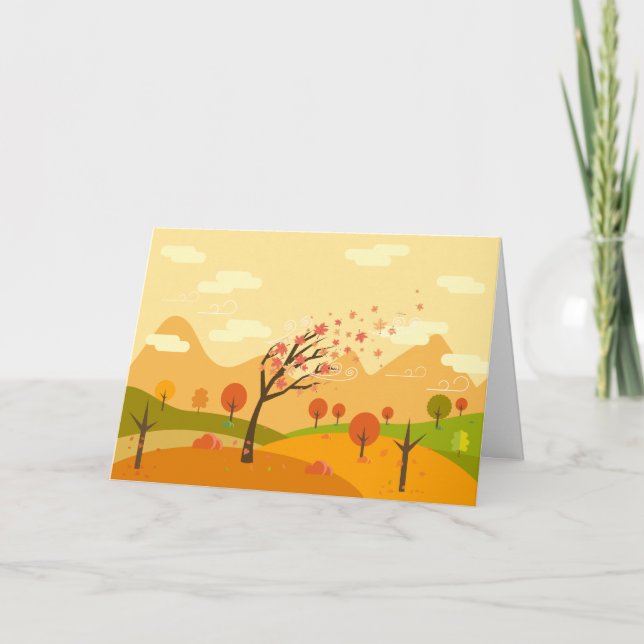 Autumn Tree Landscape Holiday Card (Front)