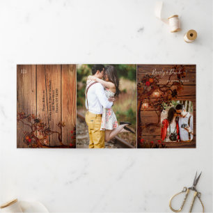 Autumn Tree Lanterns Wedding Tri-fold Invitation