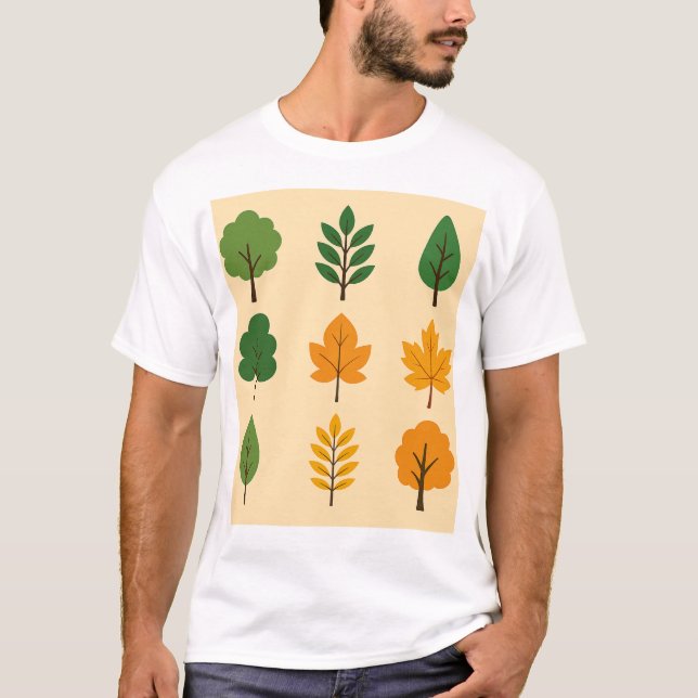 Autumn Tree Leaf Set – Fall Vibes T-Shirt (Front)