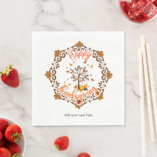 Autumn Tree Mandala Fall Foliage & Thanksgiving Napkin