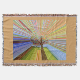 Autumn Tree Multicolored Striped Throw Blanket