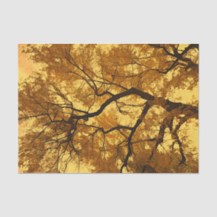 Autumn Tree Orange Leaves Yellow Sky Tissue Paper