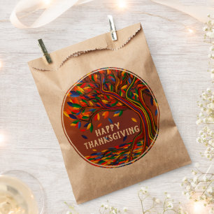 Autumn Tree Personalized Happy Thanksgiving Party Favour Bag