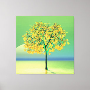 Autumn Tree Sunset Stretched Canvas Print