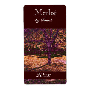 autumn tree wine bottle label
