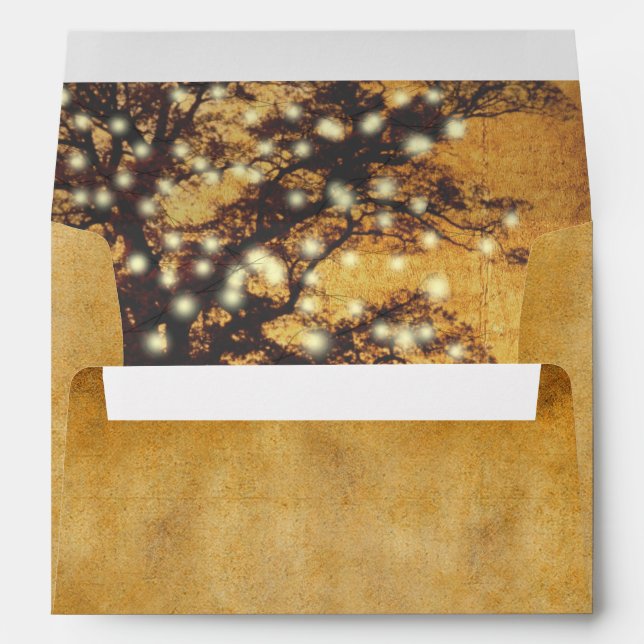 Autumn Tree with Lights Faux Parchment Wedding Envelope (Back (Bottom))