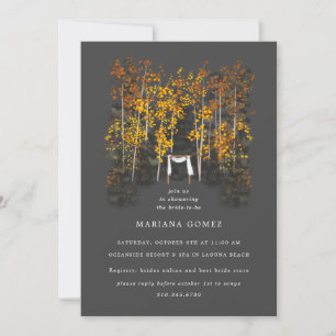 Autumn Trees Altar Wedding Grey Invitation