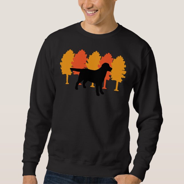Autumn Trees Black Labrador Silhouette Sweatshirt (Front)