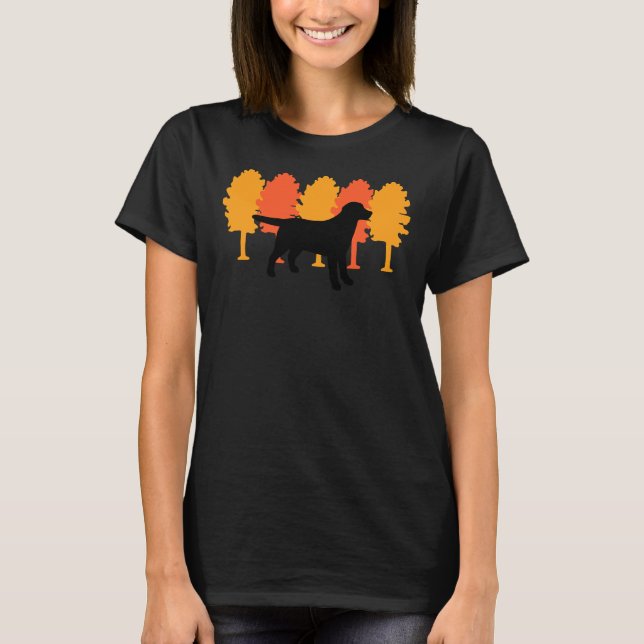 Autumn Trees Black Labrador Silhouette T-Shirt (Front)