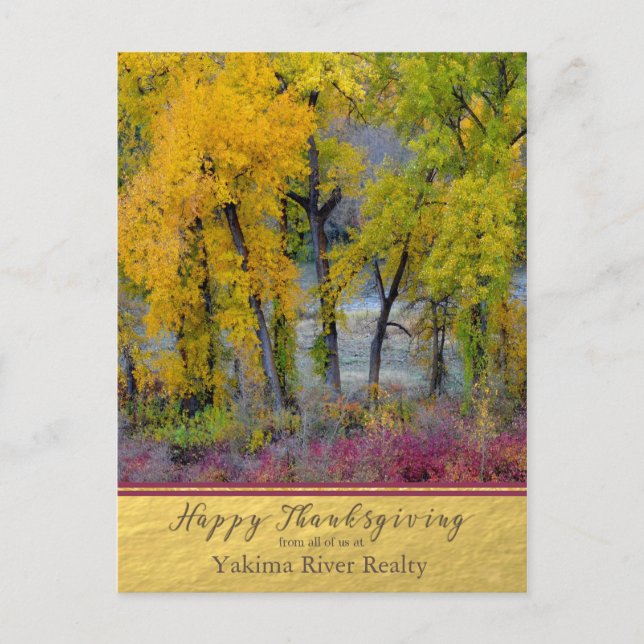 Autumn Trees Business Thanksgiving Postcard (Front)