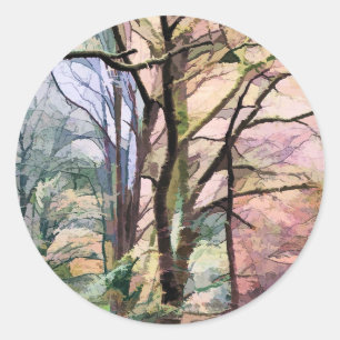 AUTUMN TREES CLASSIC ROUND STICKER