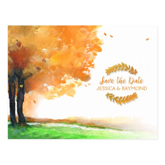 Autumn Trees Fall Save the Date Matching PostCard