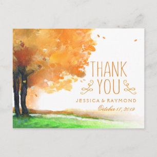 Autumn Trees Fall Thank You Matching PostCard