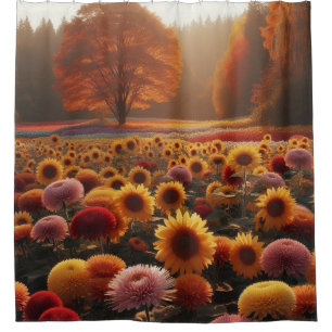Autumn trees/field with mums