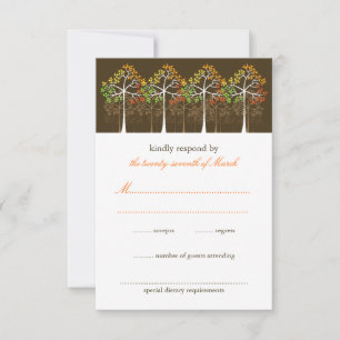 Autumn Trees Forest Rustic Fall Wedding RSVP Card