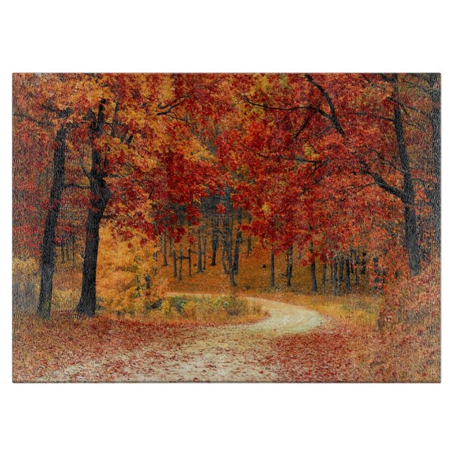 Autumn Trees Glass Cutting Board (Front)