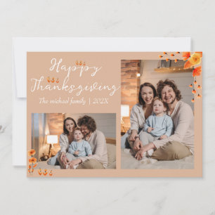  autumn trees happy thanksgiving   Family photo Holiday Card