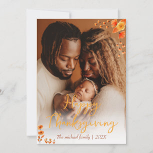 autumn trees happy thanksgiving Family photo Holiday Card