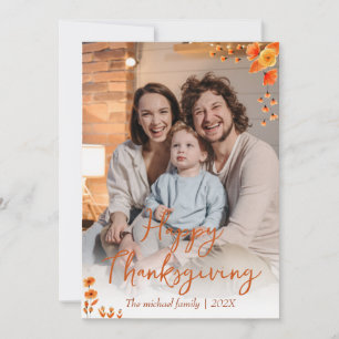 autumn trees happy thanksgiving Family photo Holiday Card