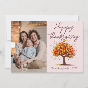  autumn trees happy thanksgiving   Family photo Holiday Card