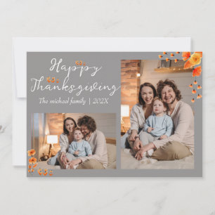 autumn trees happy thanksgiving Family photo Holiday Card