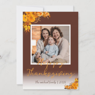 autumn trees happy thanksgiving Family photo Holiday Card