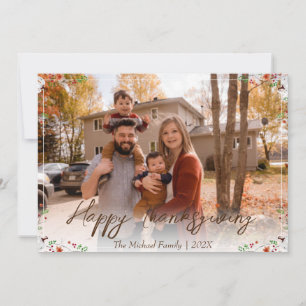 autumn trees happy thanksgiving Family photo Holiday Card