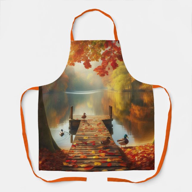 Autumn trees & lake with ducks apron (Front)
