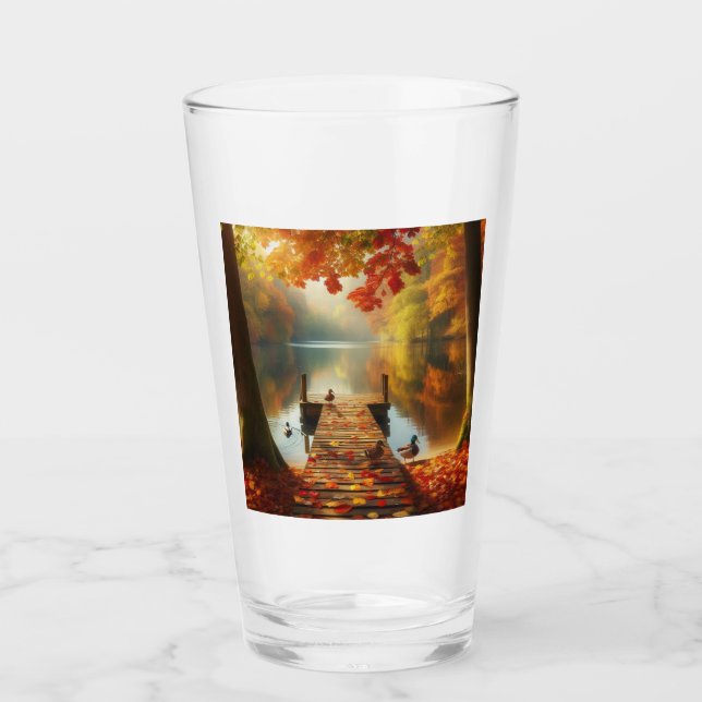 Autumn trees & lake with ducks glass (Front)